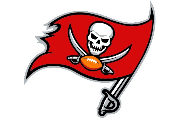 Pirate Flag with Skull and Crossbones Holding a Football