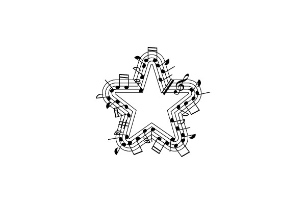Melodic Stardust: A Musical Starburst Design