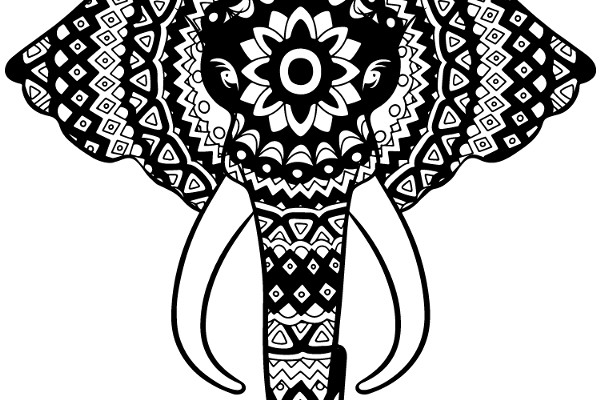 Stylized Elephant with Intricate Patterns