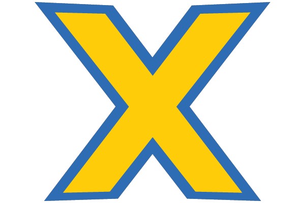 Bold Yellow X with Blue Outline