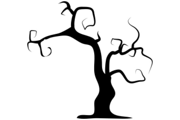 Silhouette of a Tree with Abstract Design Elements