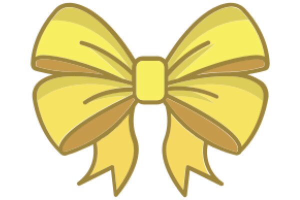A Yellow Bow with a Ribbon, Floating in a White Background