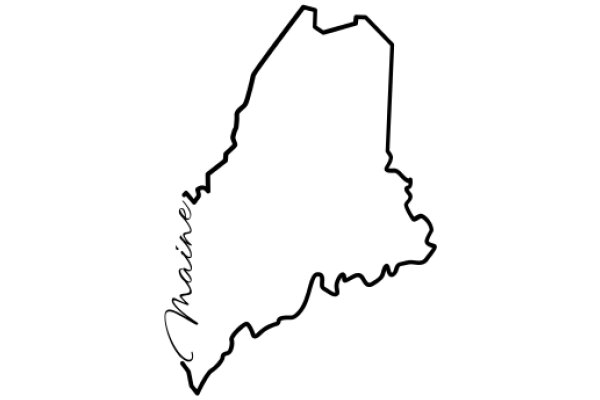 Maine State Outline with Handwritten Signature