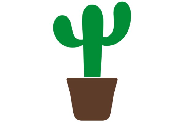 Simplistic Green Cactus Icon in a Brown Pot