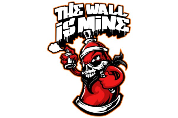 The Wall is Mine: A Graphic Design of a Character with a Skeletal Head, Holding a Can, and Surrounded by Graffiti