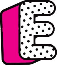 Vibrant Logo: A Playful Pink 'E' with a Dotted Pattern