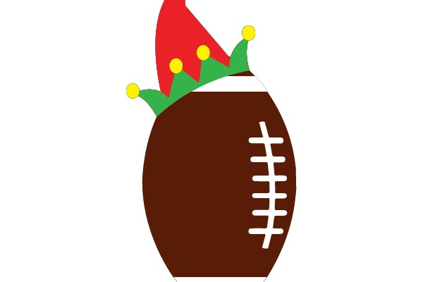 Christmas Football with an Elf Hat Clip Art