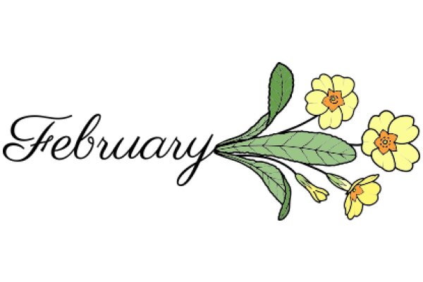 February's Flowery Welcome: A Graphic Design Showcasing the Beauty of Nature and the Charm of the Month