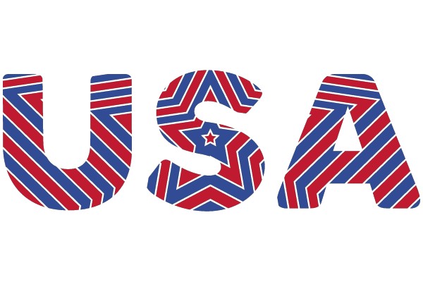 Patriotic USA Text with Stripes and Stars