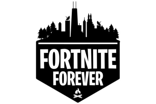 Fortnite Forever: A Silhouette of a City with a Skyline, Surrounded by Trees and a Bird, Embracing the Iconic Video Game Branding.