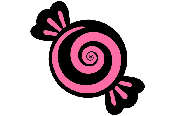Stylized Pink and Black Swirl Design