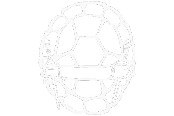 A White Logo of a Soccer Ball with Swords on It