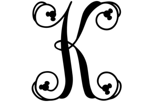 Stylized Letter 'K' with a Disney-inspired twist, featuring Mickey Mouse ears and a whimsical design.