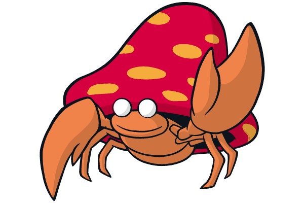Pixelated Crab with a Red Shell and Orange Claws