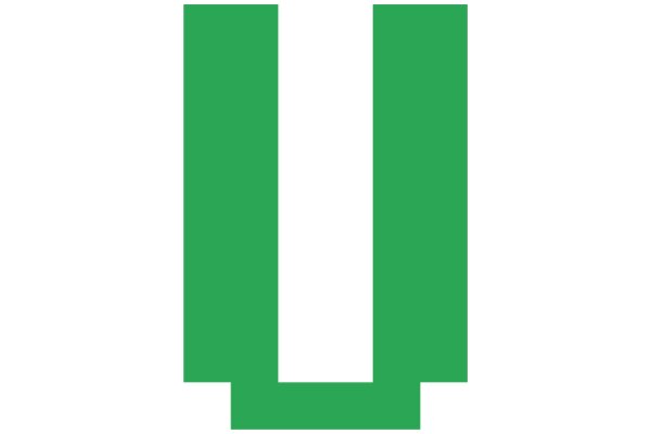 Simplistic Green Upside-Down Letter 'U' on a White Background
