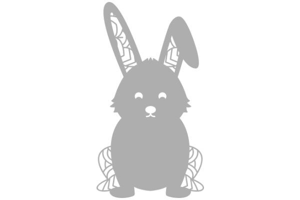 A Gray Silhouette of a Bunny with Large Ears and a Small Nose