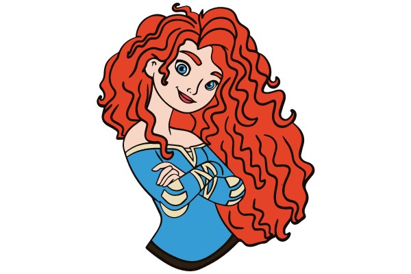 Vibrant Character: Bold Red Hair and Blue Garb