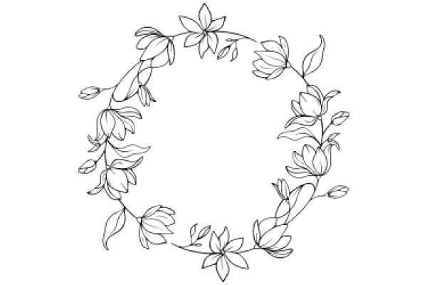 Elegant Floral Design: A Line Art