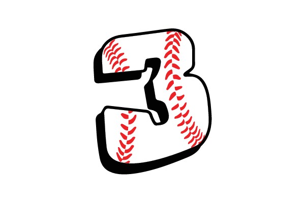 Baseball Stitched Number 3