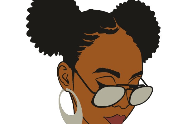 Afro-Brown Woman with Hoop Earrings and Glasses