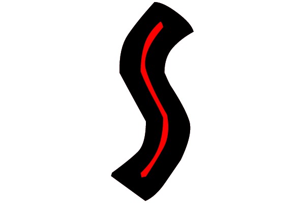 Black and Red Curved Line Symbol