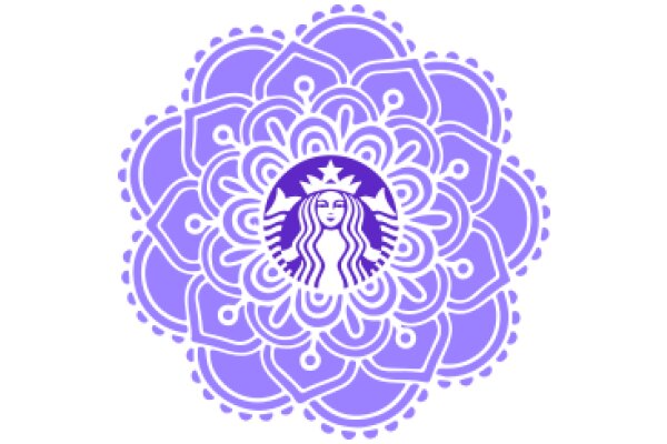 Stylized Starbucks Logo with Purple Floral Pattern