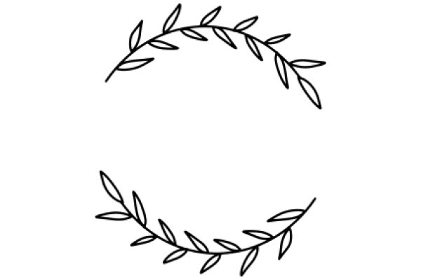 Simplistic Line Drawing of a Leafy Branch