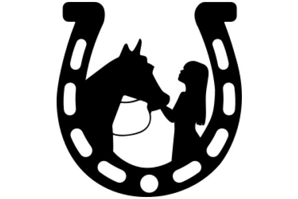 Silhouette of a Horse and a Person in a Circle