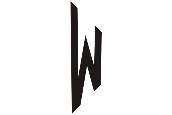 Stylized Black Letter 'W' on a White Background