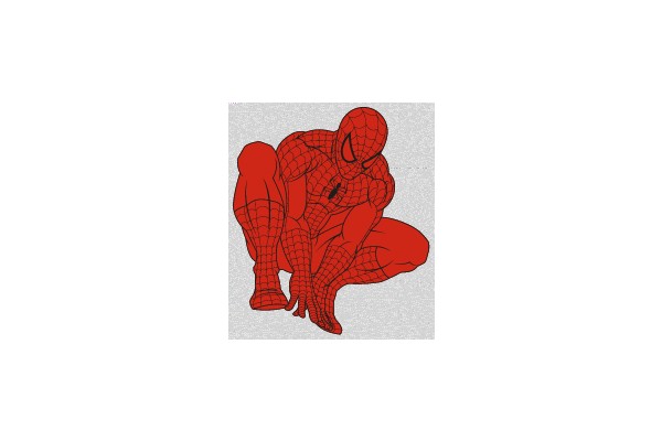 Spider-Man in Red Suit, Crouched with Spider Web Design