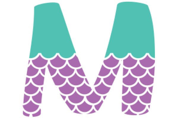 Stylized Letter M with a Purple and Teal Fish Design