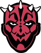 Stylized Red Demon Head with Horns