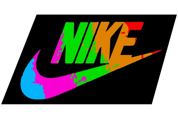 Multicolored Nike Logo on Black Background
