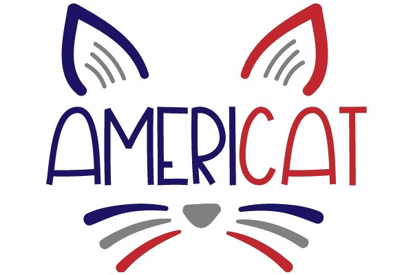 Stylized Logo of a Cat with the Word 'America' in Red and Blue