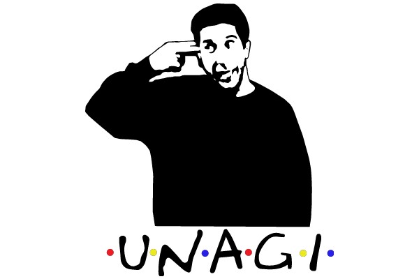 UNAGI: A Silhouette of a Man with a Surprised Expression and the Word 'UNAGI' Below Him