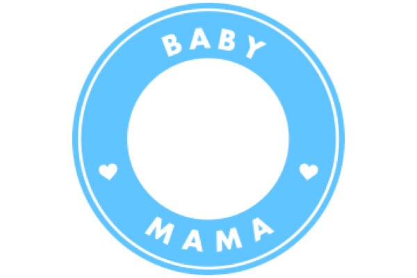 A Blue Circle with the Words 'Baby Mama' and Two Hearts