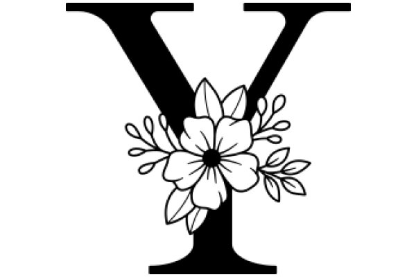 Monochrome Logo: A Stylized Letter Y with a Flower Design