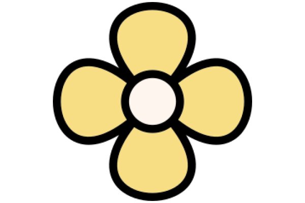 Stylized Yellow Flower with Black Outline
