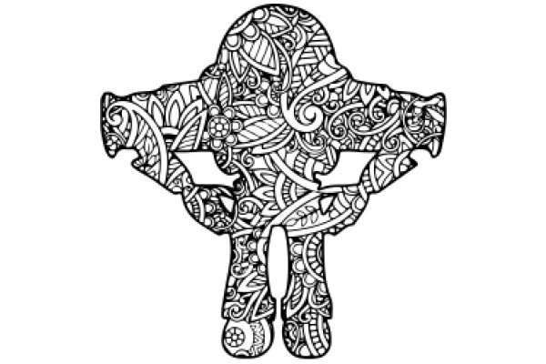 Stylized Design of a Humanoid Figure with Intricate Patterns