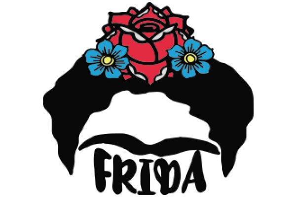 Stylized Floral Design with the Word 'FRIDA' in a Vintage Font