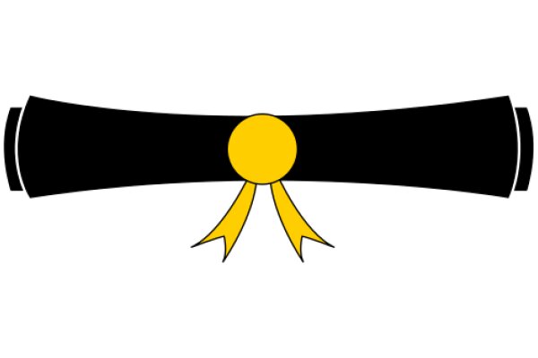 A Simple, Stylized Illustration of a Black Rolling Pin with a Yellow Handle and a Yellow Ribbon