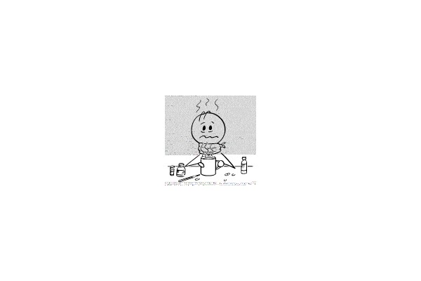 Distressed Character with Containers and Spilled Contents