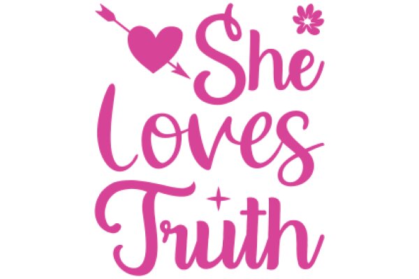 She Loves Truth: A Graphic Design with a Pink Heart and a Bow and Arrow