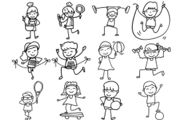 A Collection of Joyful Activities: A Cartoon Illustration of Children Engaging in Sports and Physical Activities