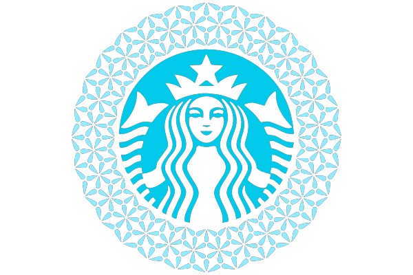 Starbucks Logo with Blue Snowflake Border