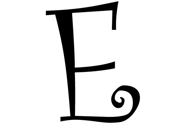 Bold Serif Letter E with Swirl
