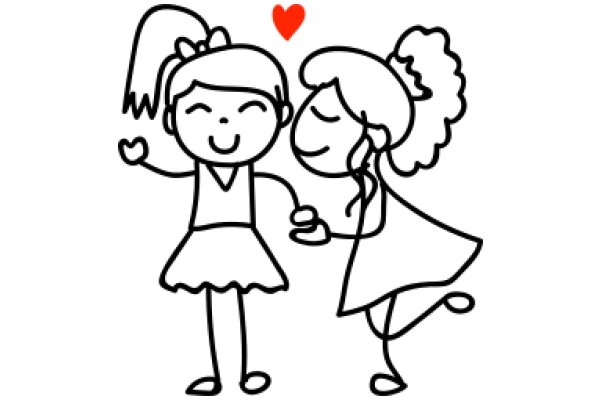 A Heartwarming Drawing of Two Cartoon Characters Sharing a Moment of Love and Friendship