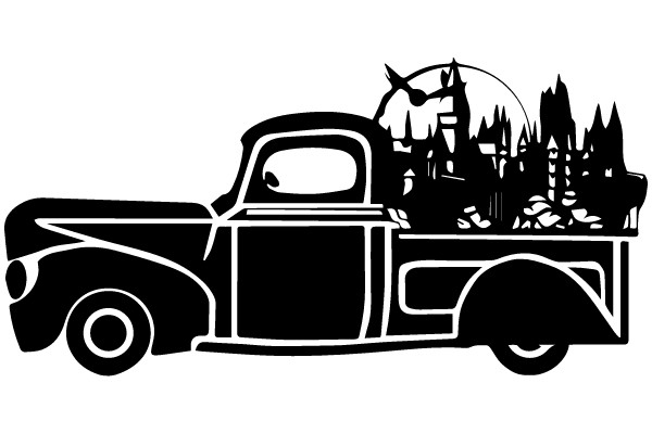Midnight Harvest: A Vintage Truck's Midnight Adventure