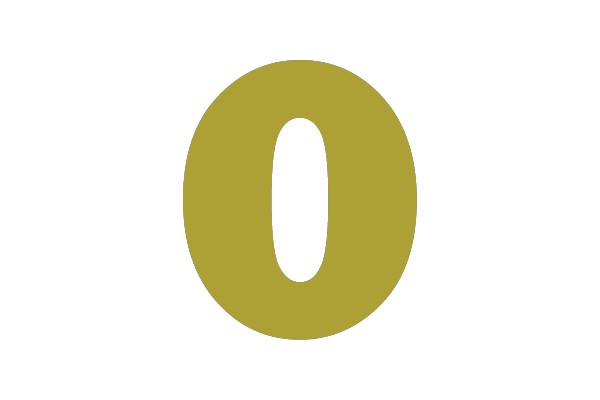 Bold Yellow Number Zero