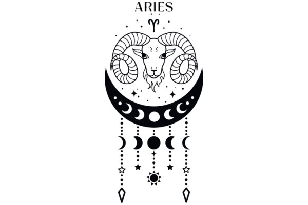 Aries Zodiac Sign: A Symbolic Illustration with Astrological Elements